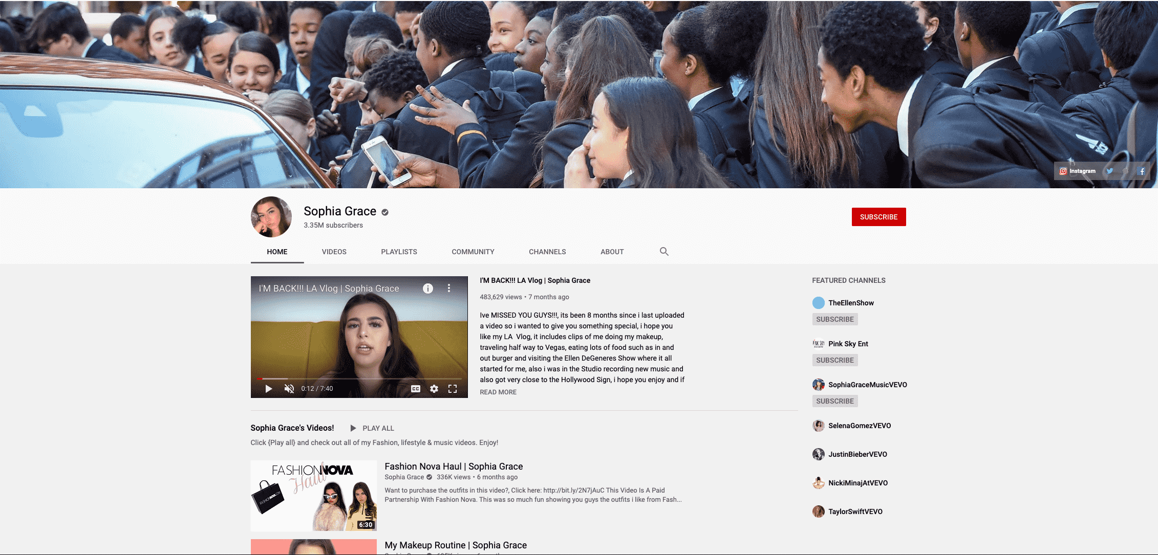 โซเฟีย เกรซ คิด อินฟลูเอนเซอร์