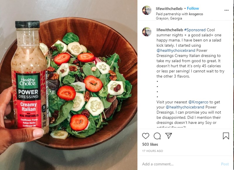 Publication sponsorisée sur Instagram