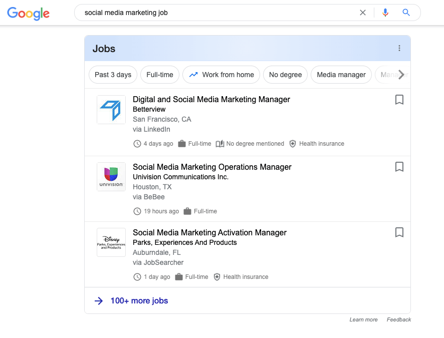 Emplois en marketing des médias sociaux
