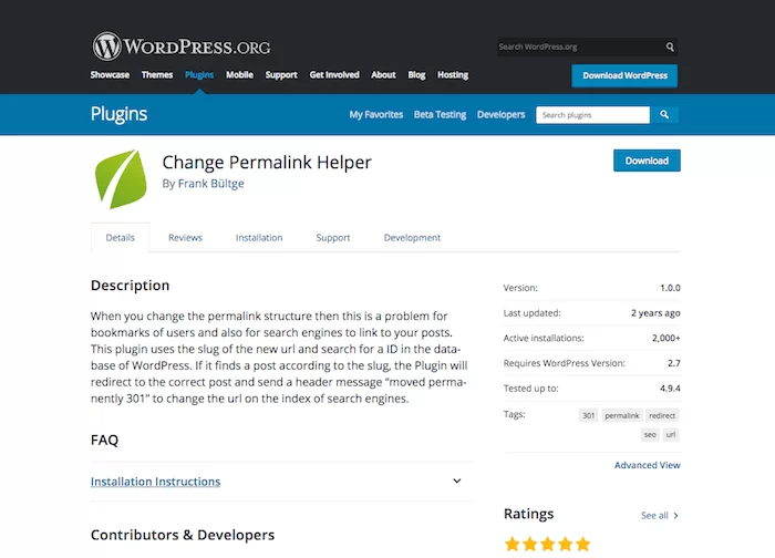 Alterar assistente de link permanente