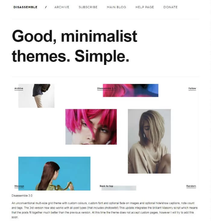 Desmontar el tema de Tumblr