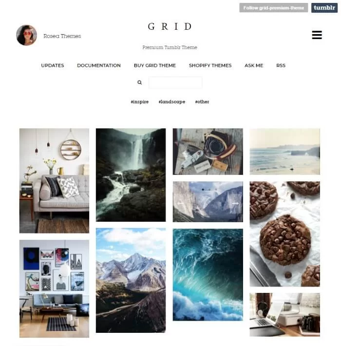 cuadrícula tumblr tema