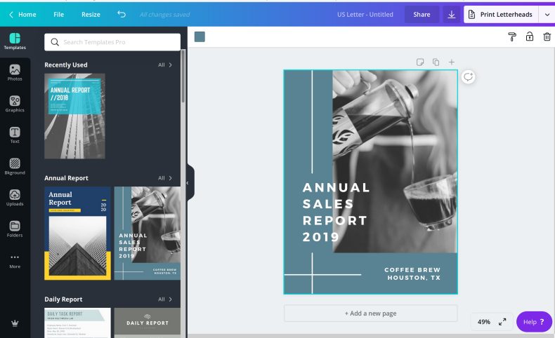 Captura de pantalla de Canva para usar como herramienta de diseño gratuita
