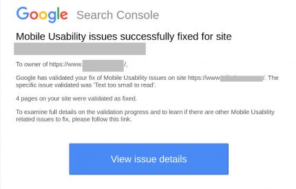 Письмо от Google Search Console об исправлении ложных срабатываний