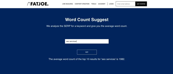 Инструмент подсказки подсчета слов FATJOE — обновление старого контента для SEO