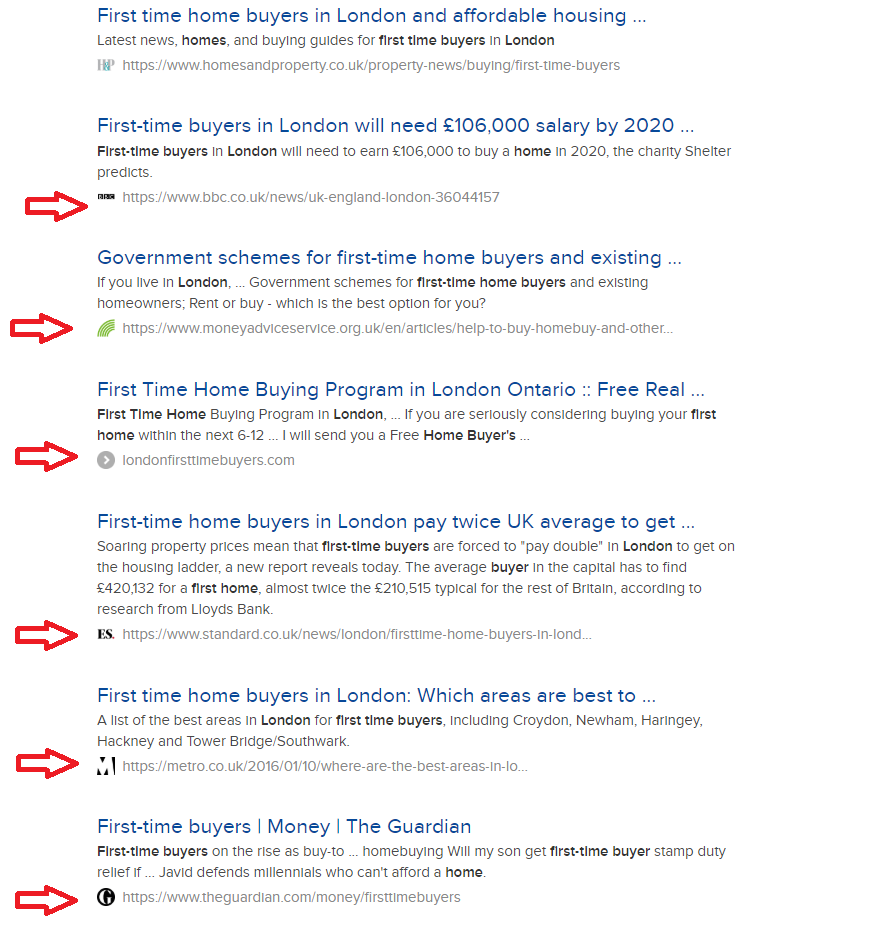 Фавикон в результатах поиска