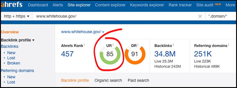 Ahrefs URL Rating SEO-Metriken