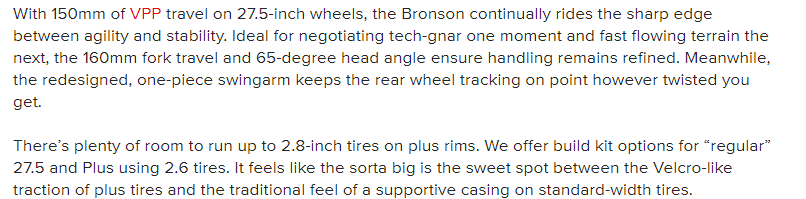 Описание продукта от Santa Cruz, продающего линейку горных велосипедов Bronson, демонстрирующее тон голоса.