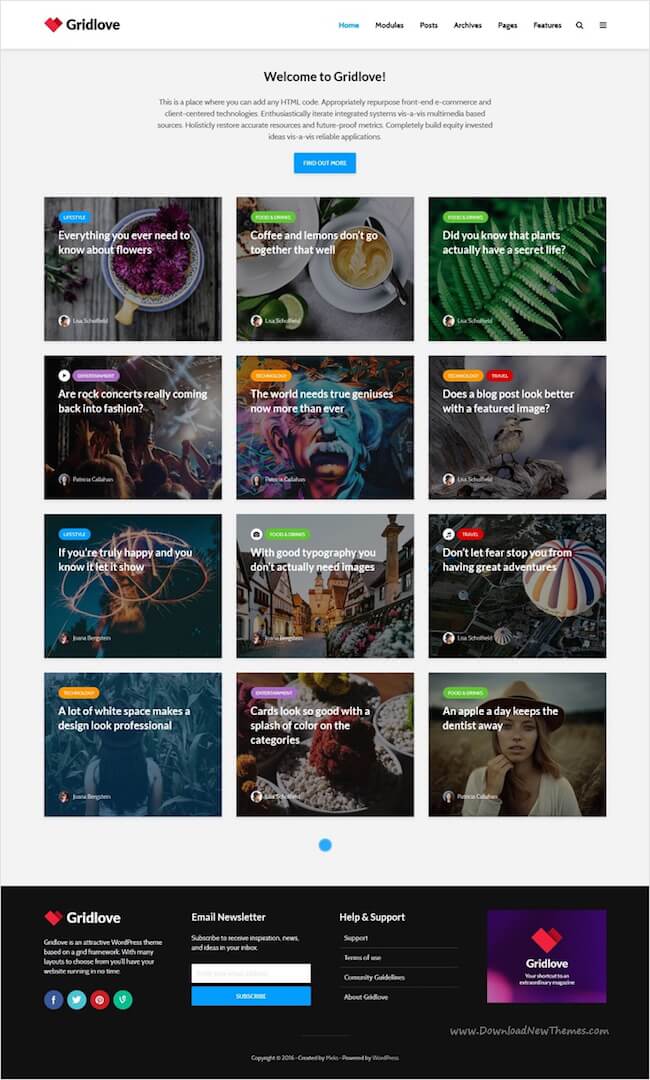 Gridlove Estilo de Pinterest Tema de WordPress