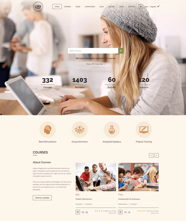 Thème WordPress LMS pour l'éducation