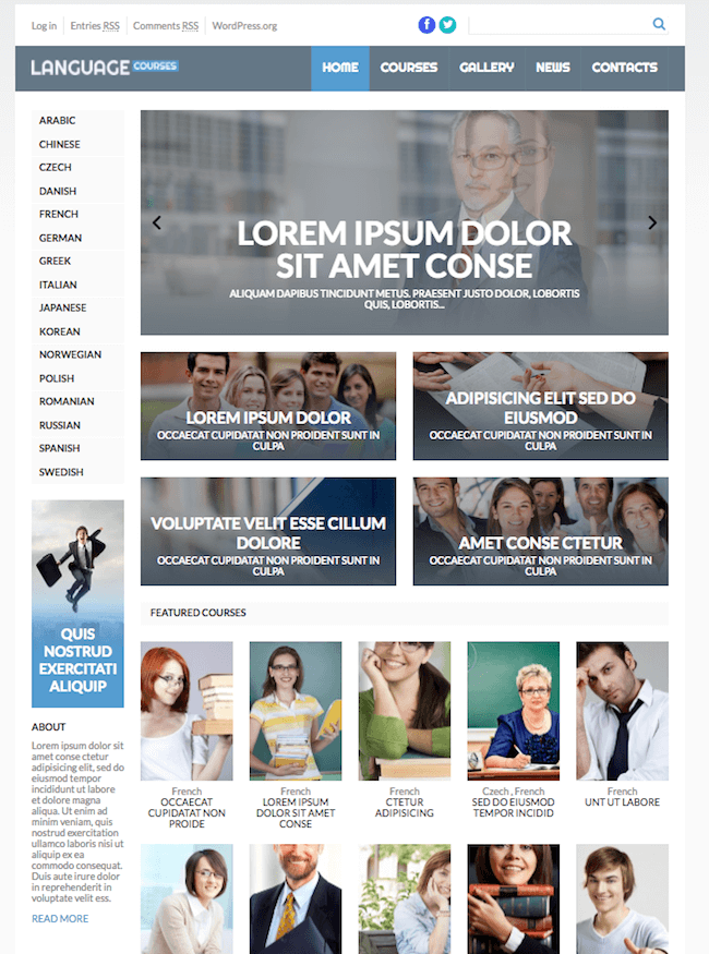 Thème du cours de langue