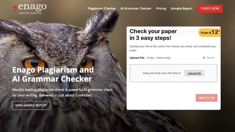 Vérificateur de plagiat et de grammaire de l'IA d'Enago
