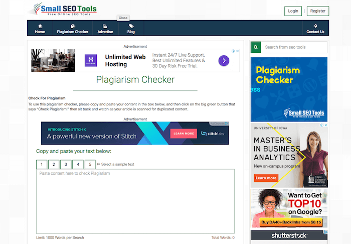 Petits outils SEO Vérificateur de plagiat