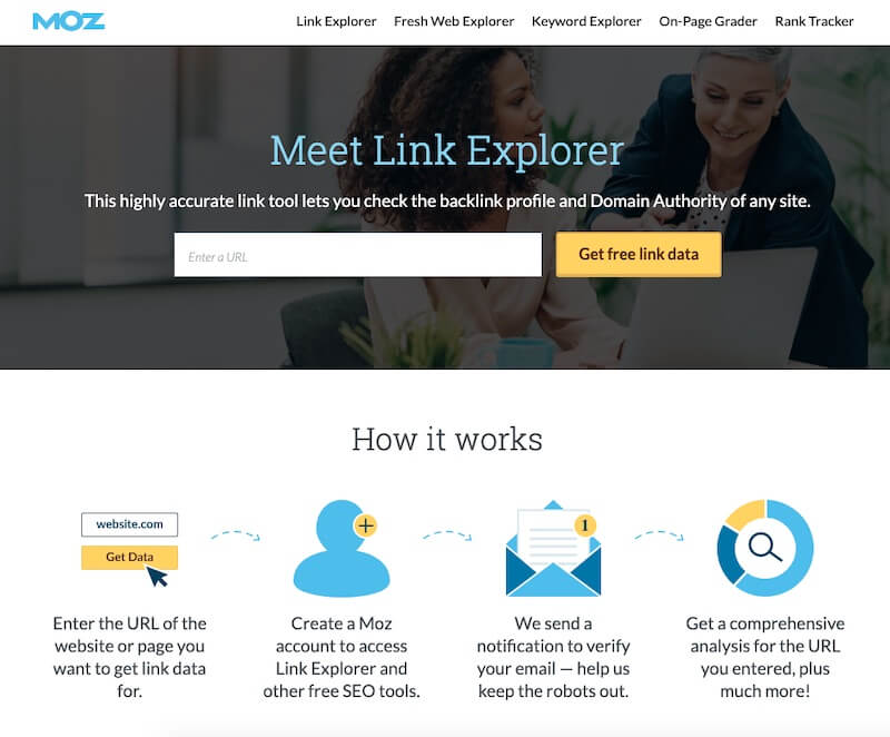 Explorador de enlaces de Moz