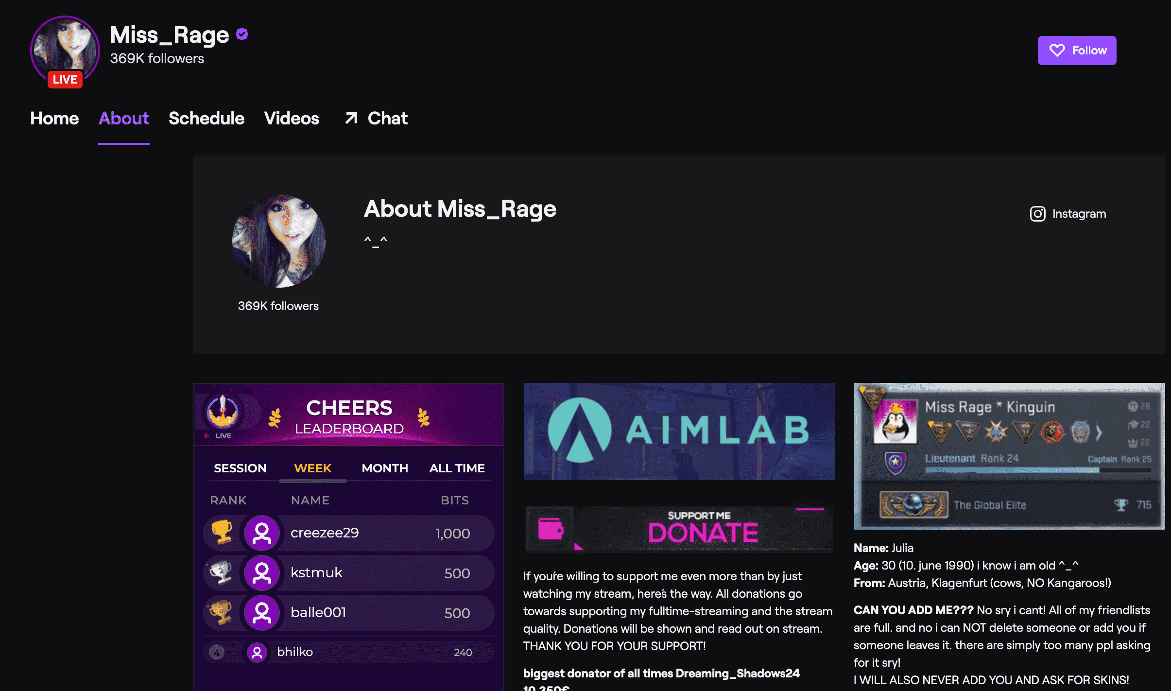 女性のけいれんストリーマー