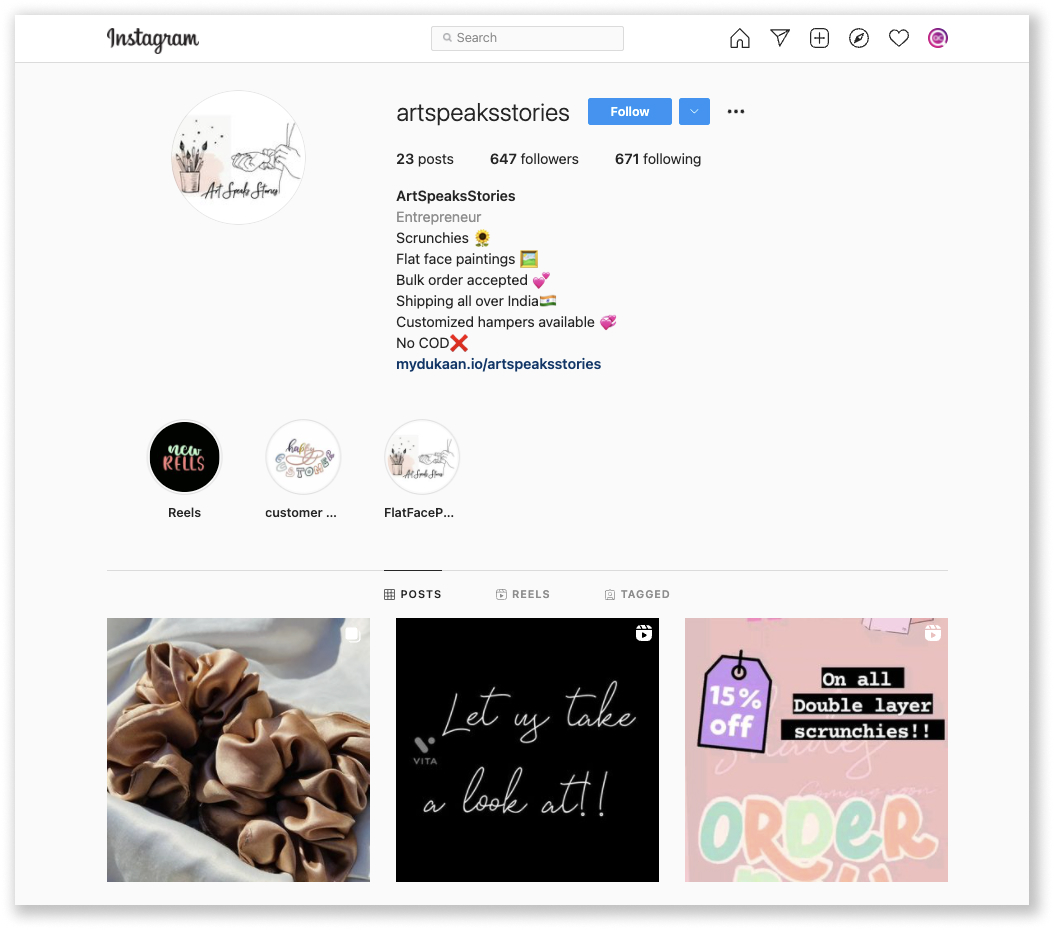 Come vendere su Instagram - Guida per principianti per il 2022 16 Instagram account with Dukaan link
