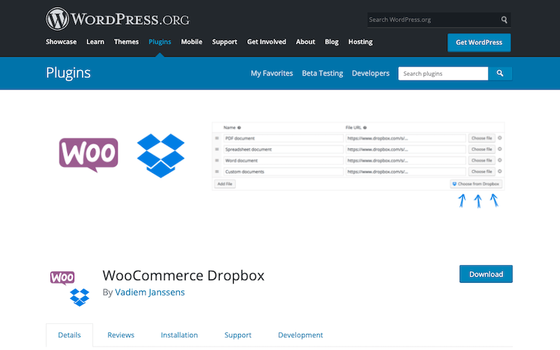 Дропбокс WooCommerce