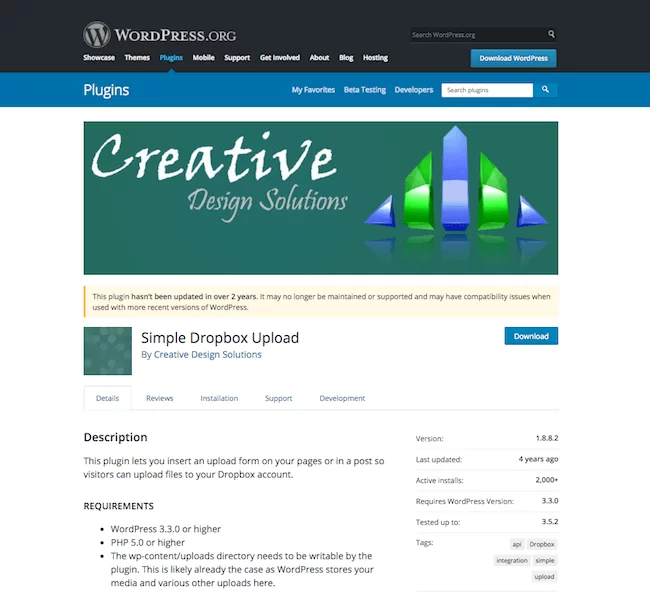 Простая загрузка в Dropbox