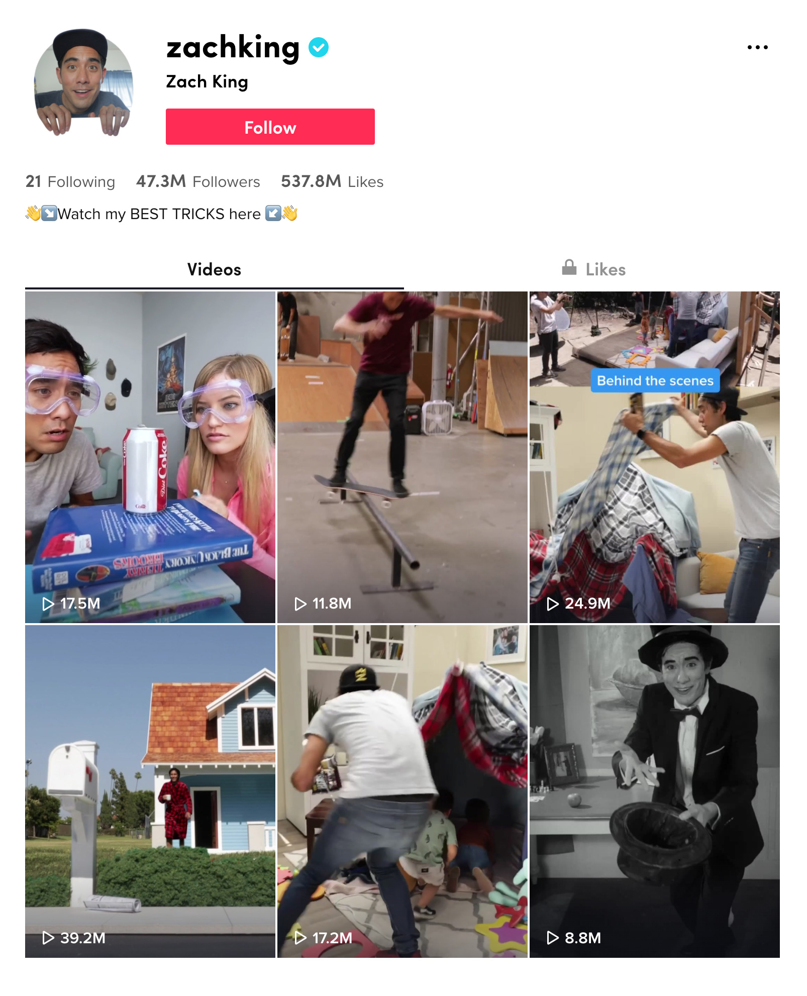 Zach King TikTok-Profil