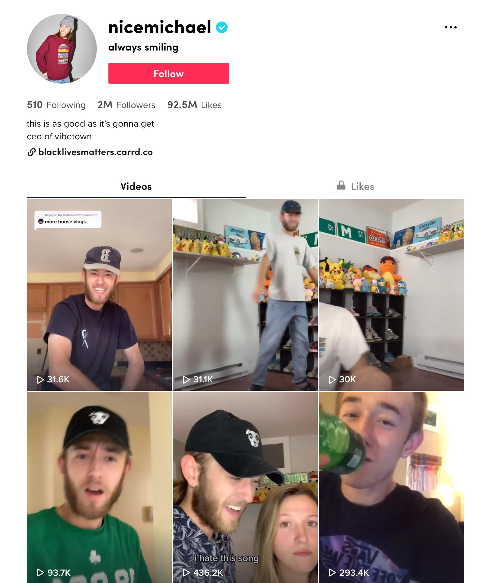 MichaelPelchatTikTokプロフィール