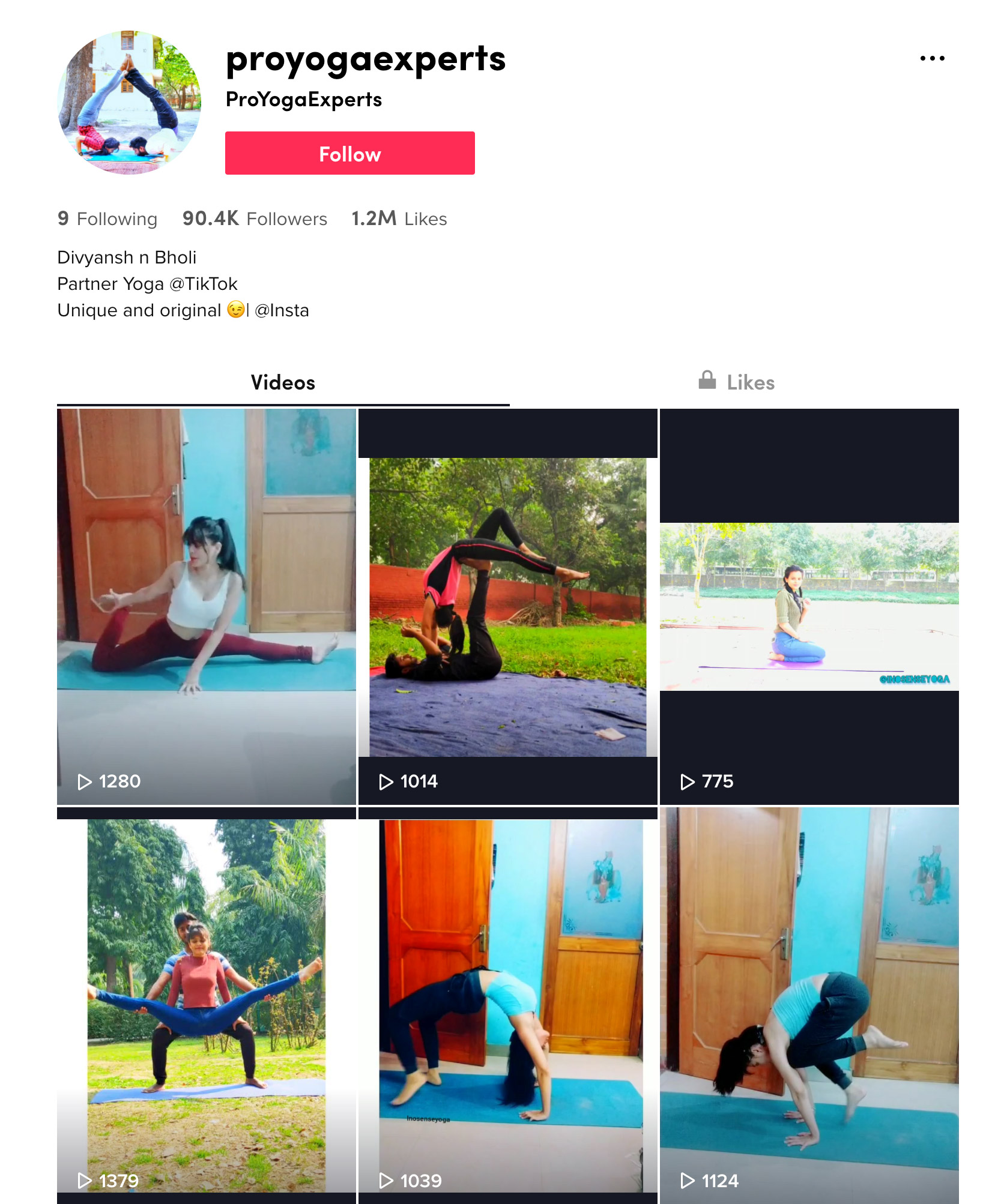 ProYogaExpertsTikTokプロファイル