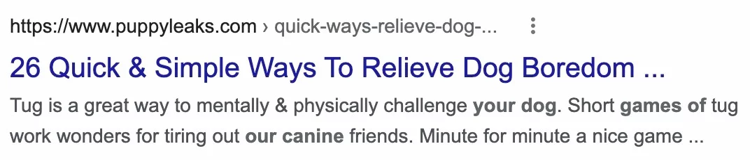 Contoh meta tag dari artikel kebosanan anjing