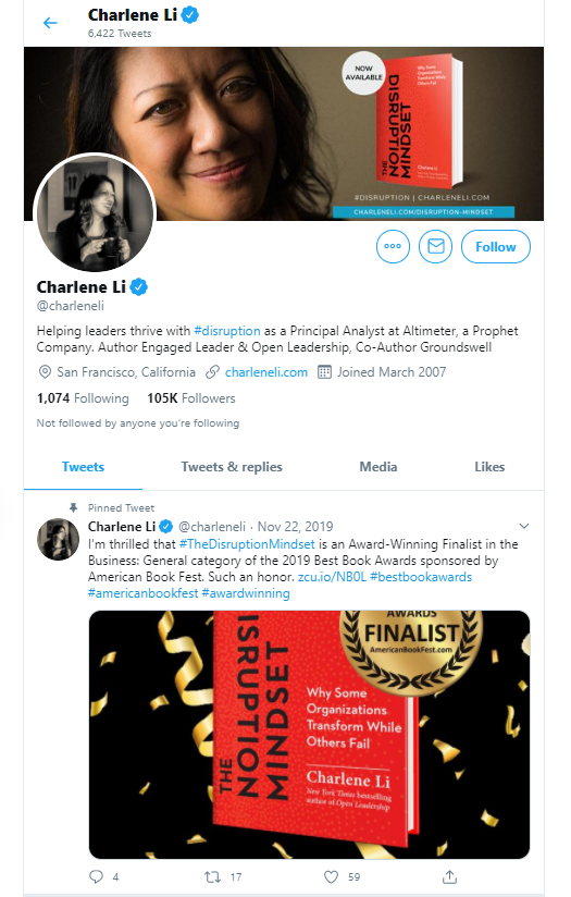 Charlene Li 비즈니스 인플루언서 및 사상가 리더