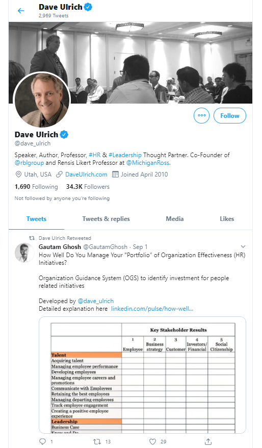 Dave Ulrich 비즈니스 리더 및 생각 인플루언서