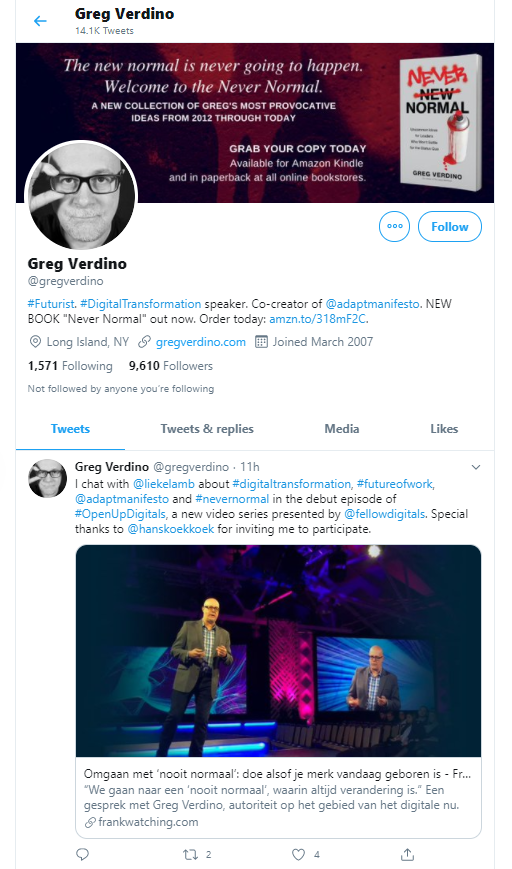 Greg Verdino 비즈니스 인플루언서 및 사상가 리더