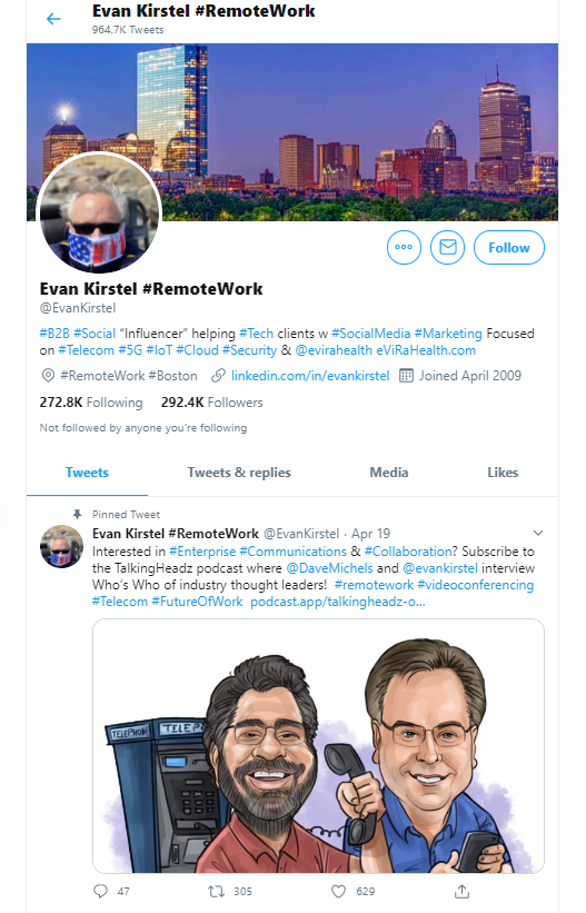 Evan Kirstel 비즈니스 인플루언서 및 사고 리더