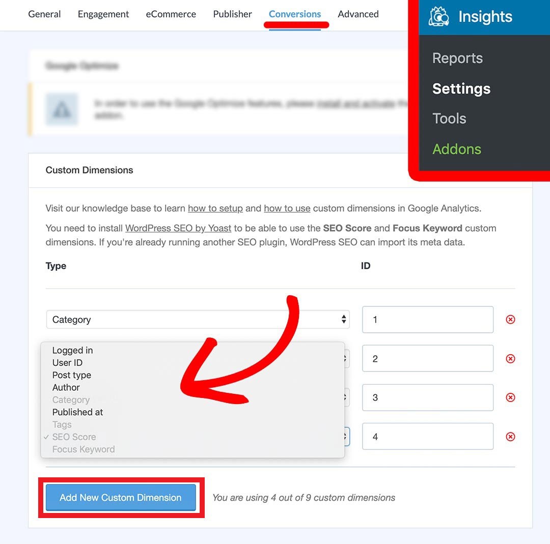 Dimensioni personalizzate di Google Analytics