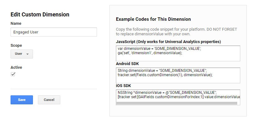 Dimensioni personalizzate di Google Analytics