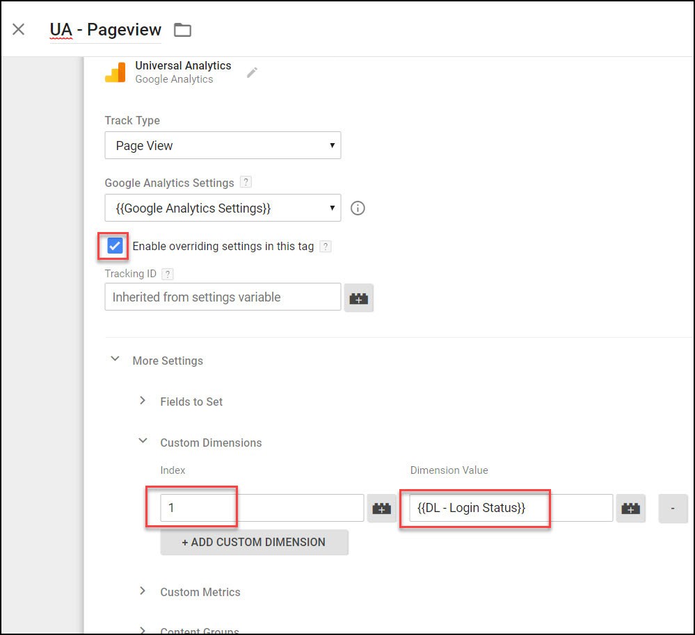 Dimensioni personalizzate di Google Analytics
