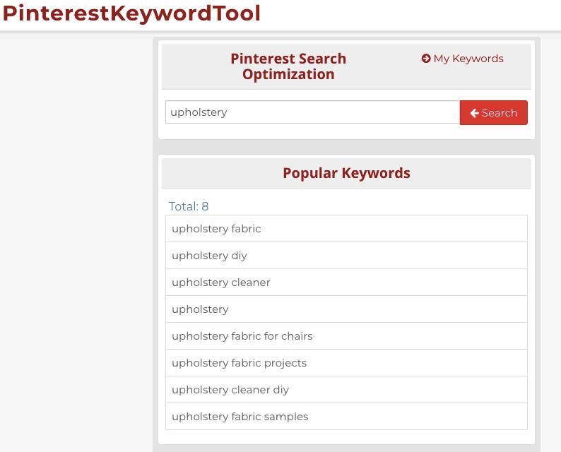 Outil de mots-clés Pinterest