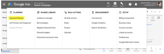 جوجل أداة البحث عن الكلمات الرئيسية