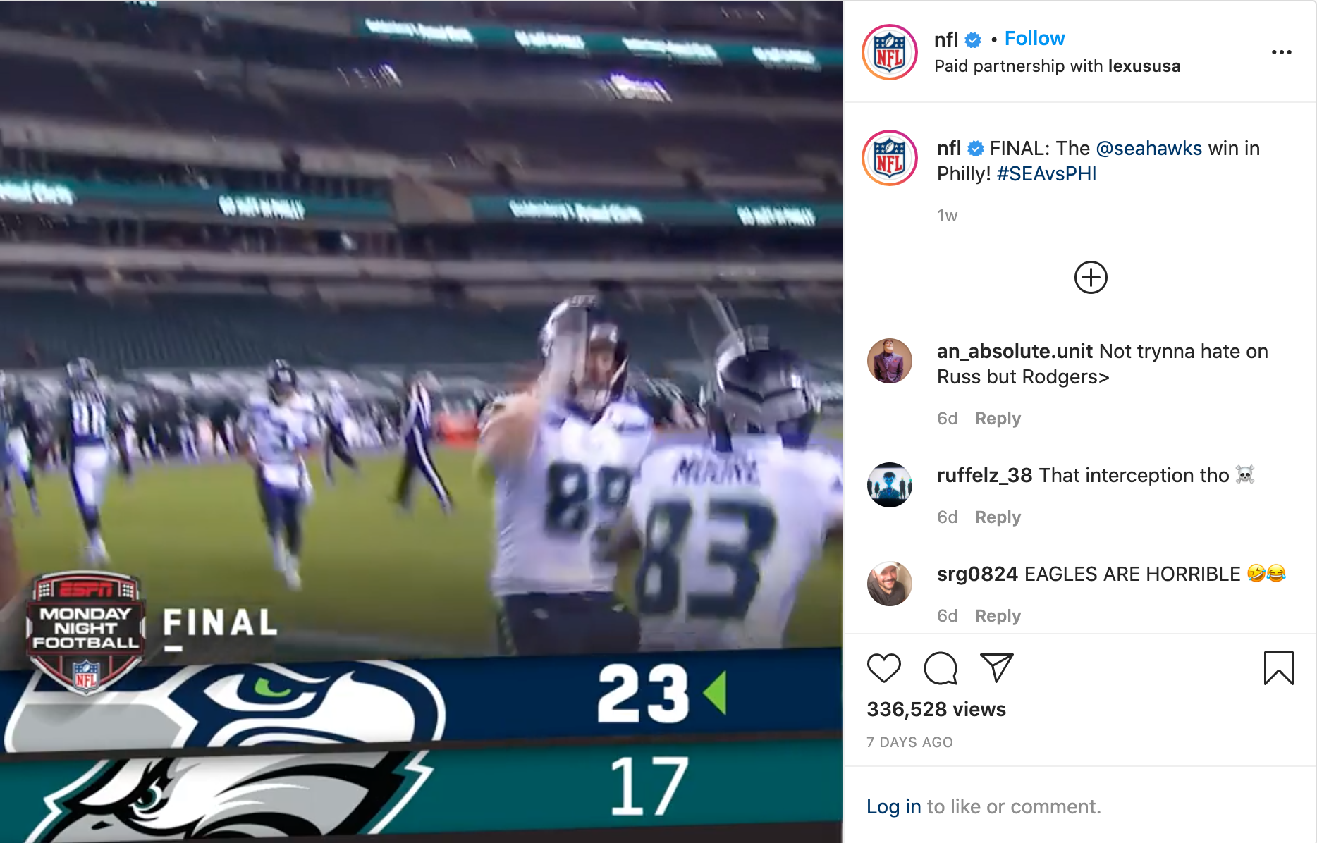 西雅图海鹰队 Insta Post 2