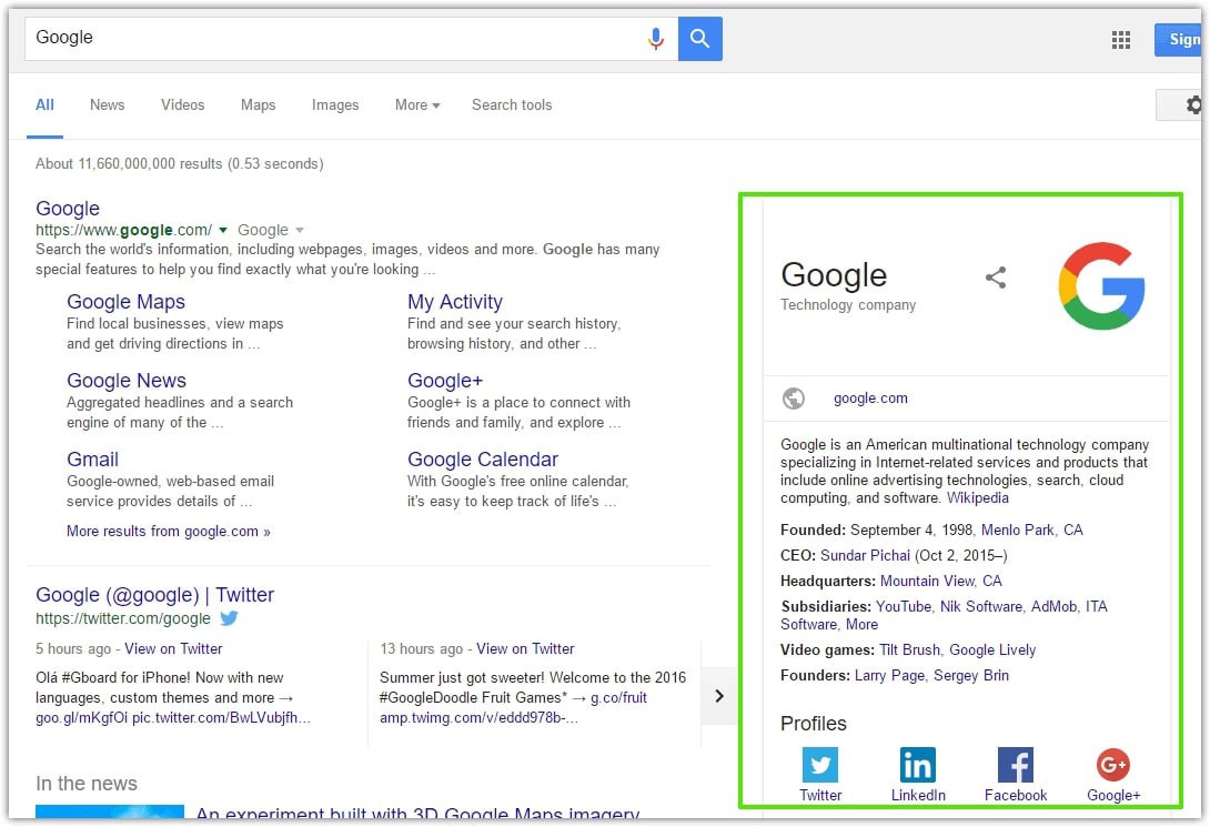 Ссылки сайта Google
