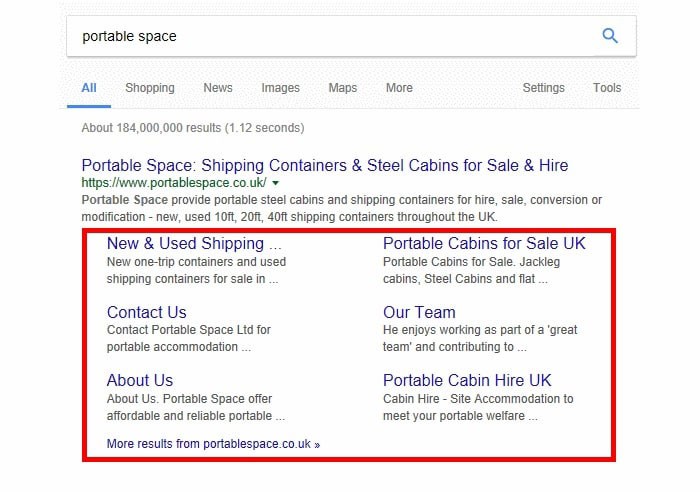 Ссылки сайта Google
