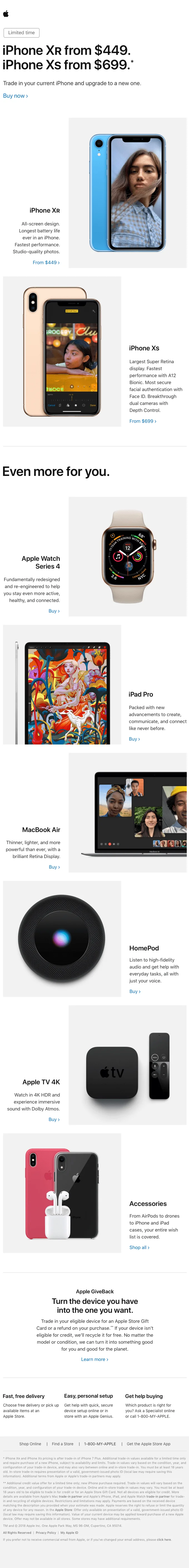 e-mailuri de anunț despre produse Apple