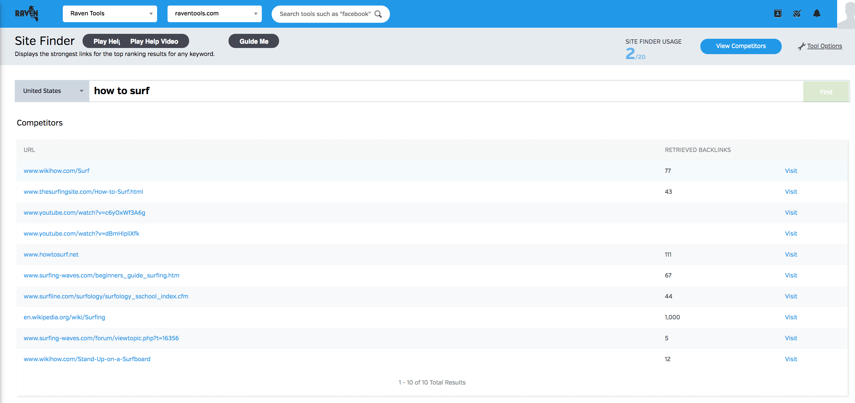 站點查找器 Raven 工具