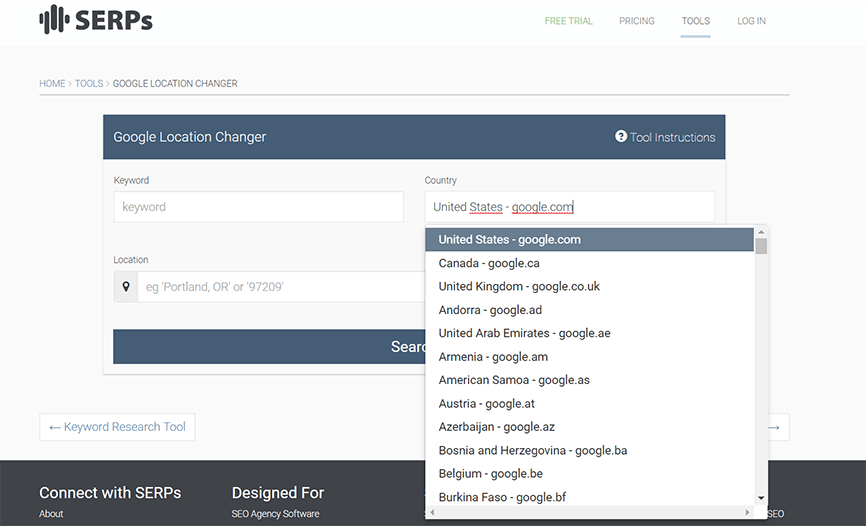Google Location Changer di SERP