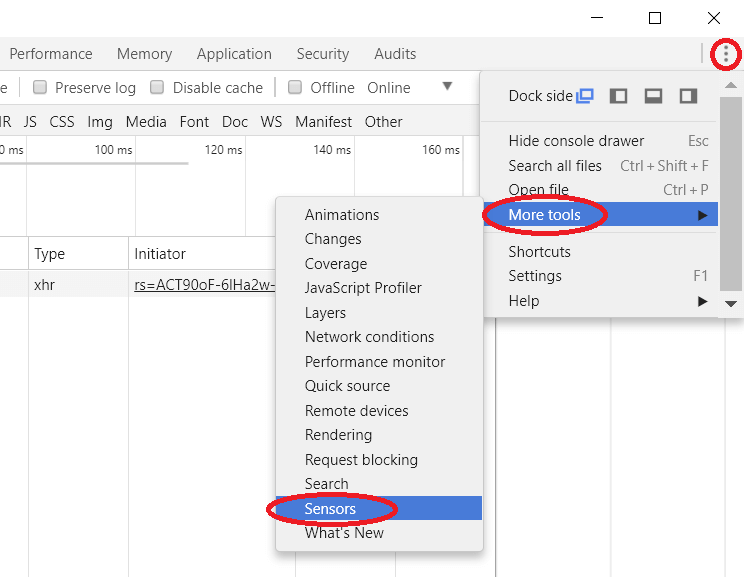 google chrome - sensori