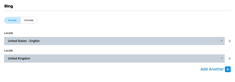 Bing: Dünyadaki farklı konumları dahil edin ve hariç tutun.