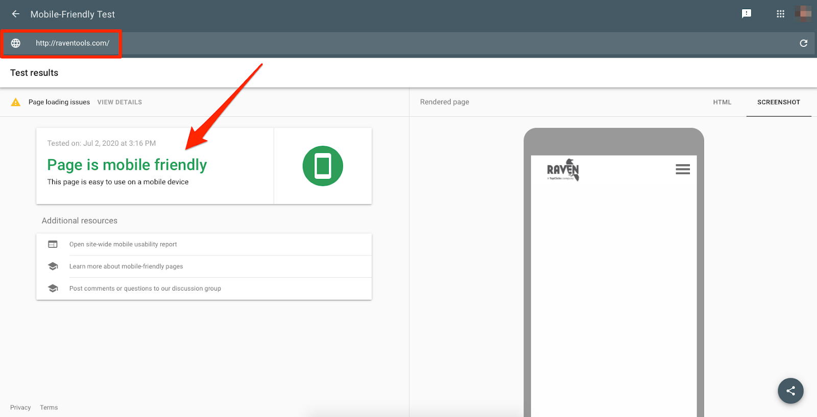 Test przyjazny dla urządzeń mobilnych Raven Tools
