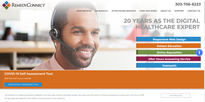 Page d'accueil de RemedyConnect