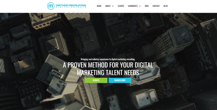 Page d'accueil de la méthode de recrutement