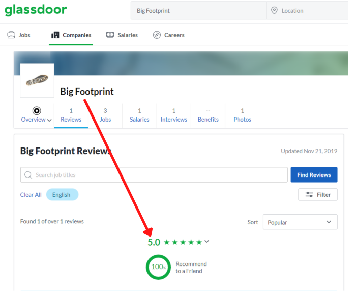 Grande empreinte numérique Glassdoor