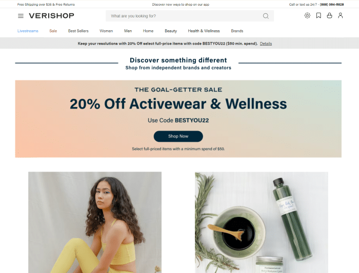 الصفحة الرئيسية لـ Verishop