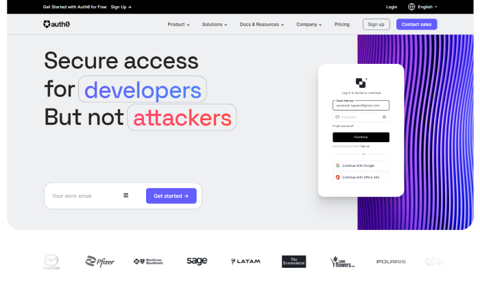 Auth0 الصفحة الرئيسية