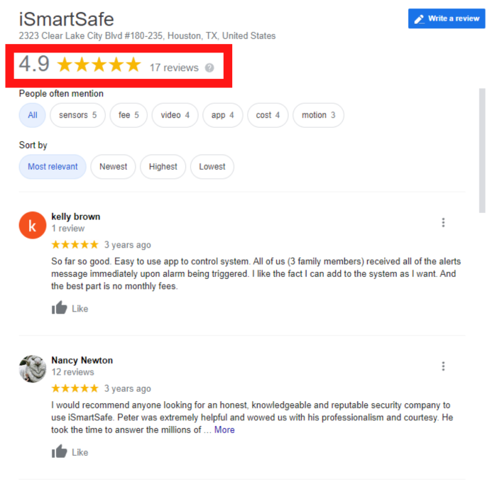iSmartSafeGoogleの評価